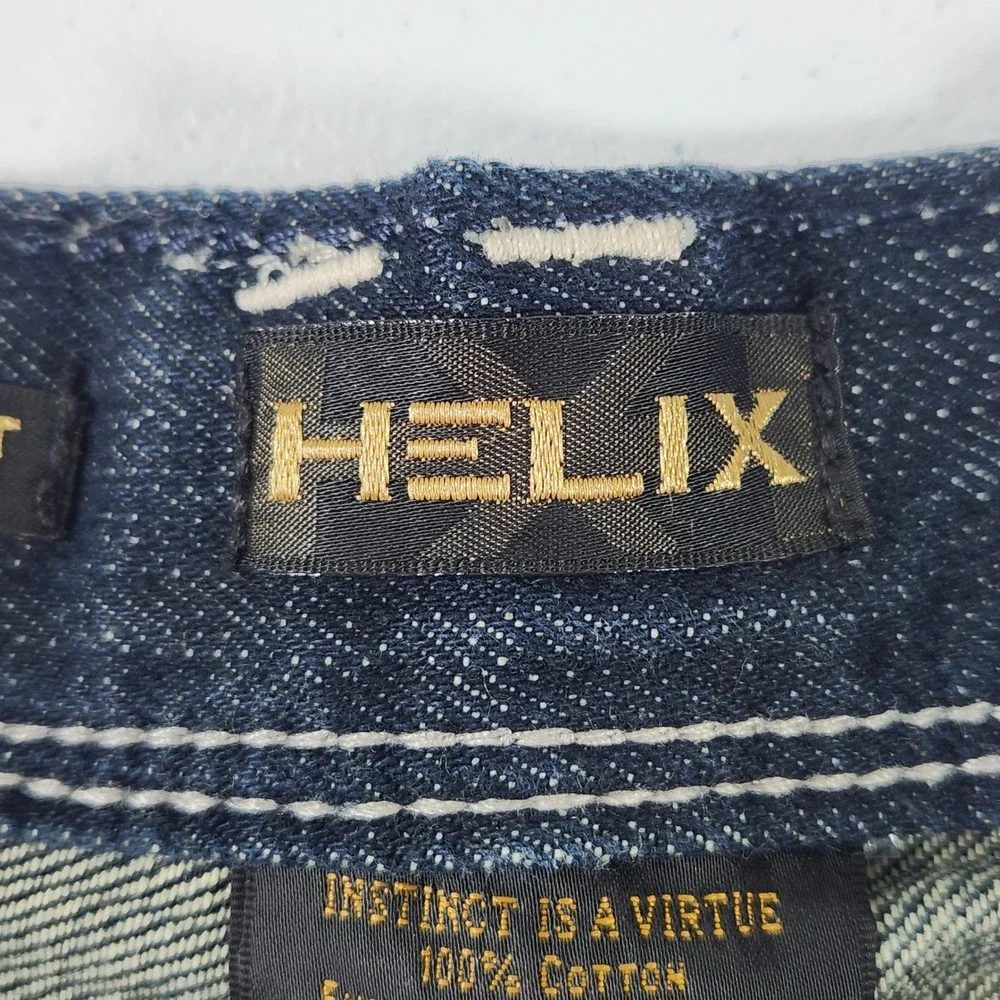 Helix‎ Mens Slim Bootcut Jeans Dark Wash Denim 36W 30L 100 Cotton 12413